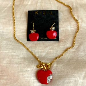 Kenneth Jay Lane Set - Apples with Faux Diamond Adornment